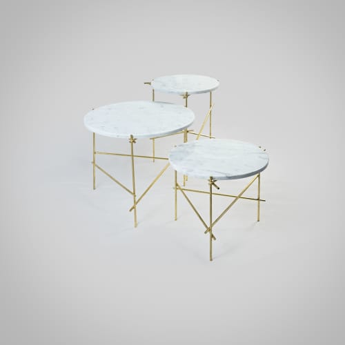 The Stilts - Carrara marble and gold leaf Coffee tables | Tables by DFdesignLab - Nicola Di Froscia. Item composed of steel and marble in contemporary or modern style