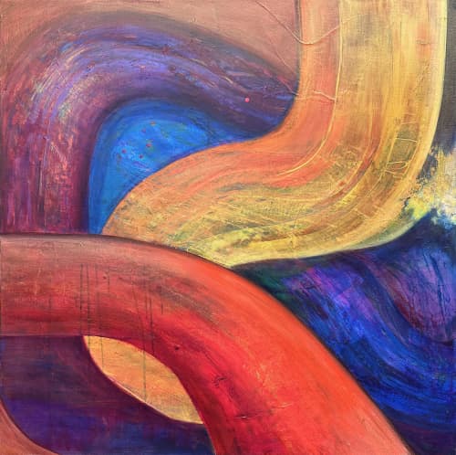 Spacetime is Doomed | Oil And Acrylic Painting in Paintings by Kim Powell Art. Item made of canvas with synthetic works with contemporary & eclectic & maximalism style