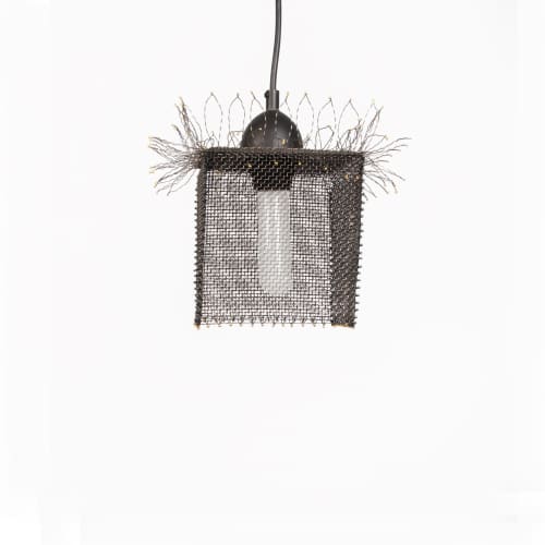 Pendant Light Small Fringe #1, 10"h w x 6"w, Steel Wire Mesh | Pendants by Anne Lindsay Studio. Item made of steel compatible with contemporary and industrial style