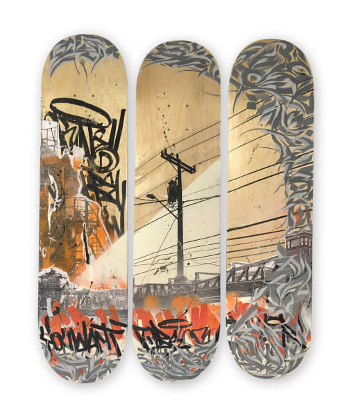 Cityscapes | Mixed Media by Leo Shallat | Bishops Cuts/Color in Seattle. Item composed of synthetic