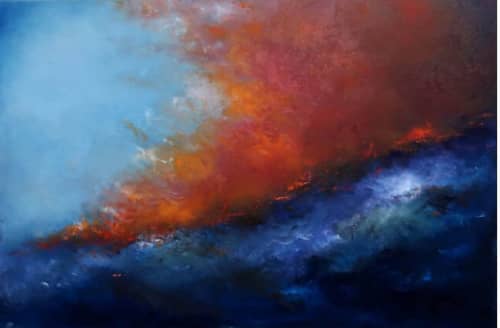 Saffron Skies | Oil And Acrylic Painting in Paintings by Nilou Farzam | Marin County Civic Center in San Rafael