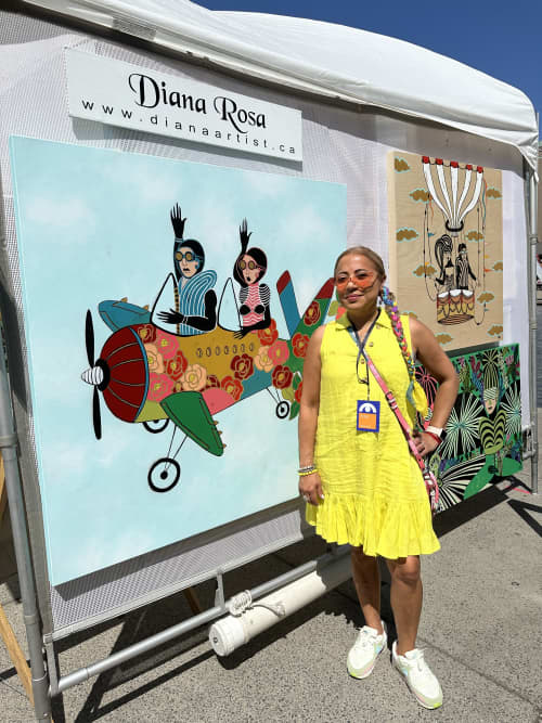 SOLD---Party in the jungle | Oil And Acrylic Painting in Paintings by Diana Rosa. Item composed of canvas in contemporary or eclectic & maximalism style