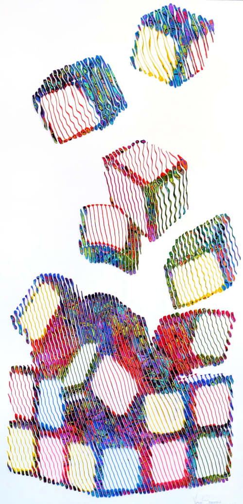 when I play rubix cube, it's the madness of the cubes in my | Oil And Acrylic Painting in Paintings by Virginie SCHROEDER. Item composed of canvas compatible with minimalism and art deco style