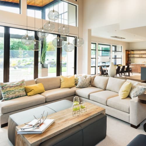 Modern Glass Bellagio Globes Custom Chandelier. Foyer, Entry | Pendants by Galilee Lighting. Item made of metal with glass works with minimalism & modern style