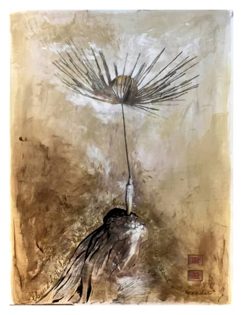 Longing :: SOLD | Oil And Acrylic Painting in Paintings by Katherine Baronet. Item composed of canvas and synthetic