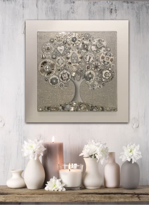 "Platinum Dream" - 16x16" | Mixed Media by Cami Levin | Southwestern Expressions in Park City. Item composed of synthetic