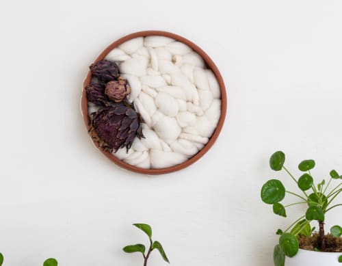 Huckleberry - Terracotta & Fiber Wall Sculpture | Wall Hangings by Keyaiira | leather + fiber. Item made of fiber