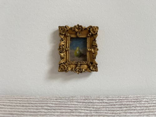 Miniature Framed Still Life Pear Painting | Oil And Acrylic Painting in Paintings by Melissa Mary Jenkins Art. Item compatible with country & farmhouse and traditional style
