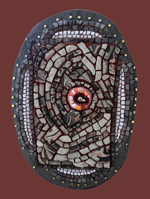 Eye In the Sky | Wall Sculpture in Wall Hangings by Gila Mosaics Studio. Item made of cement with glass works with contemporary & modern style