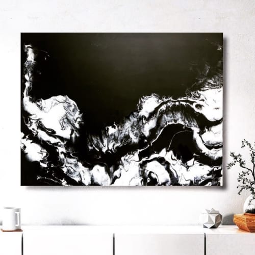 Mirrored Smoke | Oil And Acrylic Painting in Paintings by Paige Ring. Item made of wood with synthetic