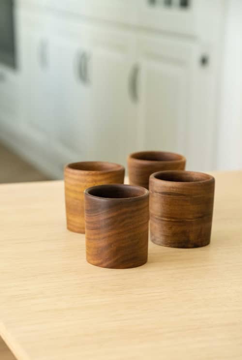 Handcarved Wooden Coffee Cup | Drinkware by Creating Comfort Lab. Item made of walnut