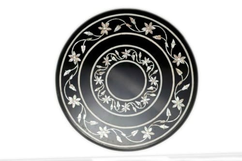 Black marble table, side table, coffee table, tabletop | Tables by Innovative Home Decors. Item made of marble works with country & farmhouse & art deco style
