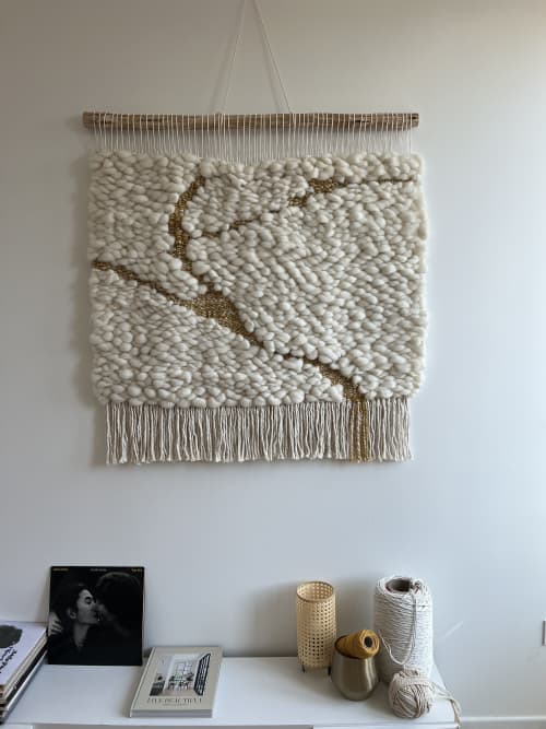 Wall Tapestry 'Kintsugi' | Wall Hangings by Tissage Sauvage. Item made of wood & cotton compatible with boho and minimalism style