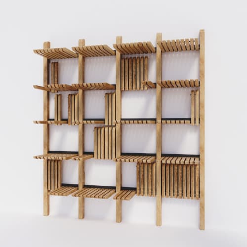 GATE modular shelves system lacquered finish | Shelving in Storage by SVITANOK by Artem Zakharchenko. Item composed of wood and steel in boho or minimalism style