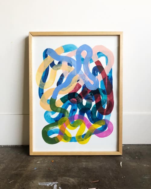 colorful swirls inspired by residency at LOOT mx in zihua | Oil And Acrylic Painting in Paintings by maja dlugolecki. Item made of paper