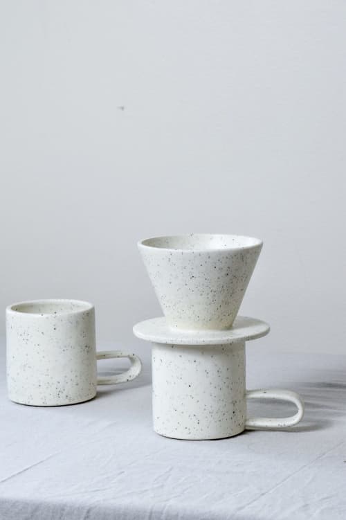 White Speckle Pour Over | Cup in Drinkware by Stone + Sparrow Studio. Item made of stoneware