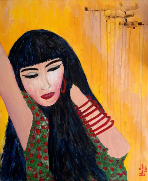 Lola | Oil And Acrylic Painting in Paintings by Elena Parau. Item made of canvas works with boho & contemporary style