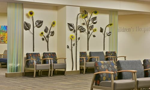 Sunflower Wall | Public Sculptures by Chris Nordin Studios | U Of M 23 Hour Hospital in Brighton