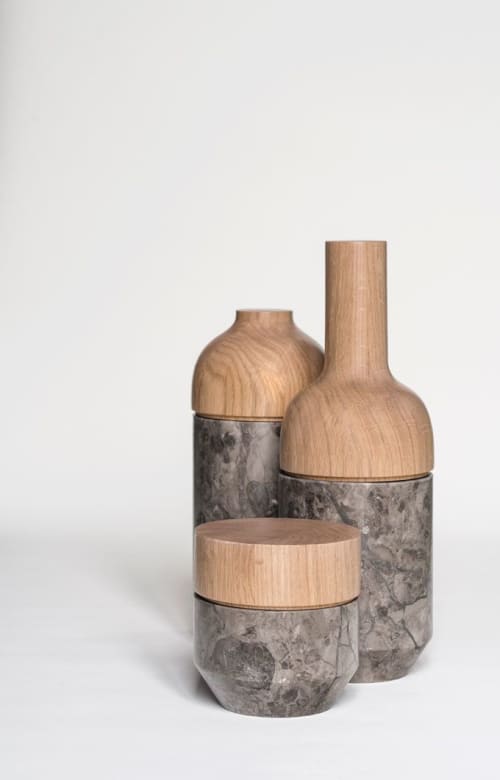 Mutamenti | Jar in Vessels & Containers by gumdesign. Item composed of oak wood and marble in contemporary style