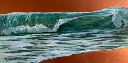 Ocean #30 | Oil And Acrylic Painting in Paintings by Lindsey Millikan. Item composed of walnut and synthetic