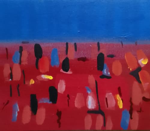 Space | Drawing in Paintings by Arttake. Item composed of canvas compatible with minimalism and contemporary style