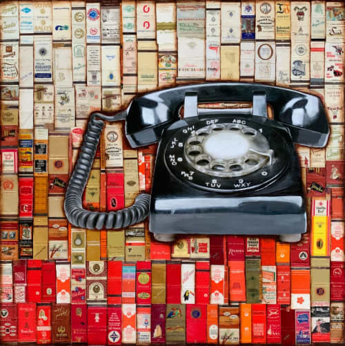 Hotline | Mixed Media by Laura Van Horne Art | Gray Sky Gallery in Seattle. Item composed of canvas and synthetic