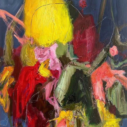 Velvet Love XV | Oil And Acrylic Painting in Paintings by Elisa Gomez Art. Item composed of canvas compatible with contemporary and eclectic & maximalism style