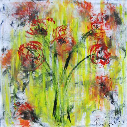 Muted Roses | Oil And Acrylic Painting in Paintings by Rita Vilma. Item composed of canvas