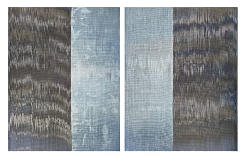 Bronze and Sky | Mixed Media in Paintings by Jessie Bloom Studio. Item composed of linen compatible with mid century modern and contemporary style