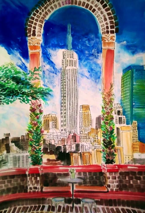Pod 39 | Watercolor Painting in Paintings by Jomaireart | Pod 39 in New York. Item composed of paper in mid century modern or industrial style