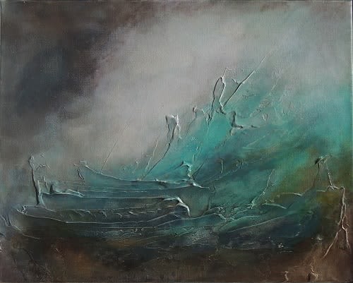 The Wave | Oil And Acrylic Painting in Paintings by Monica Gewurz. Item composed of canvas