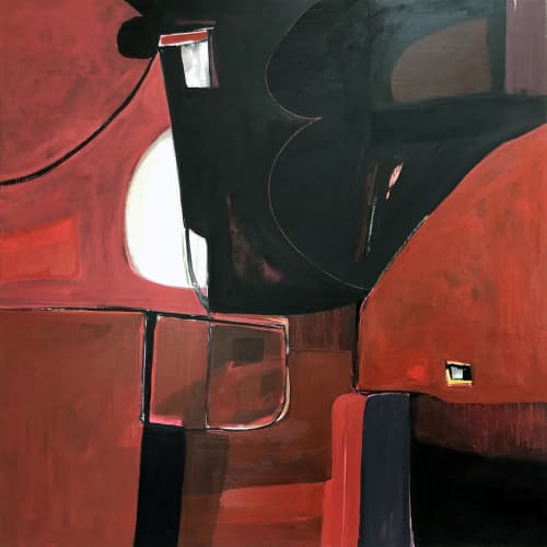 A Rock and a Hard Place 36x36 | Oil And Acrylic Painting in Paintings by Irene Nelson | GearBox Gallery in Oakland. Item made of canvas