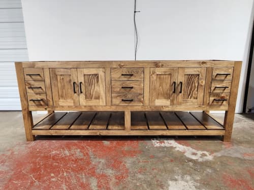 Model #1075 - Custom Double Sink Vanity | Countertop in Furniture by Limitless Woodworking. Item made of maple wood works with mid century modern & contemporary style