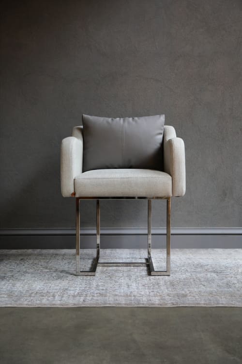Papillonne Bright Chrome Chair | Accent Chair in Chairs by LAGU. Item made of fabric & metal