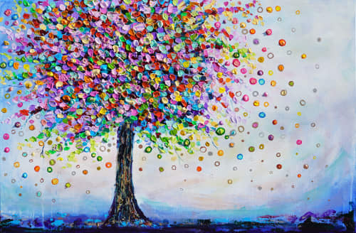 Tree of Harmony - Original Painting | Oil And Acrylic Painting in Paintings by DaggArt. Item composed of canvas in contemporary style