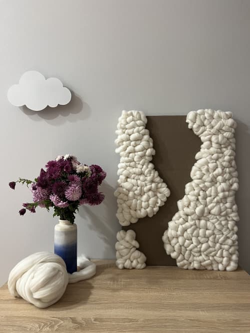Wall Tapestry "Tactile Earth" | Wall Hangings by Tissage Sauvage. Item composed of wood & linen compatible with boho and country & farmhouse style