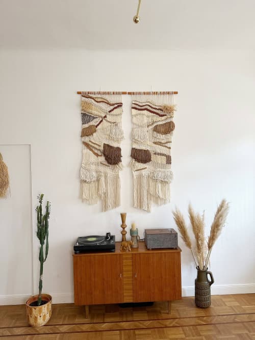 Gemini | Tapestry in Wall Hangings by Dörte Bundt. Item composed of wood & cotton compatible with boho and mid century modern style