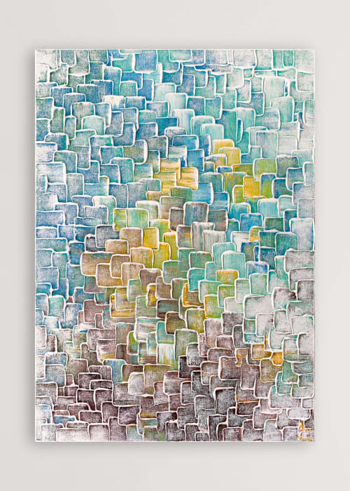 Blue Melange (SOLD) | Oil And Acrylic Painting in Paintings by Alessia Lu. Item made of canvas compatible with contemporary and modern style