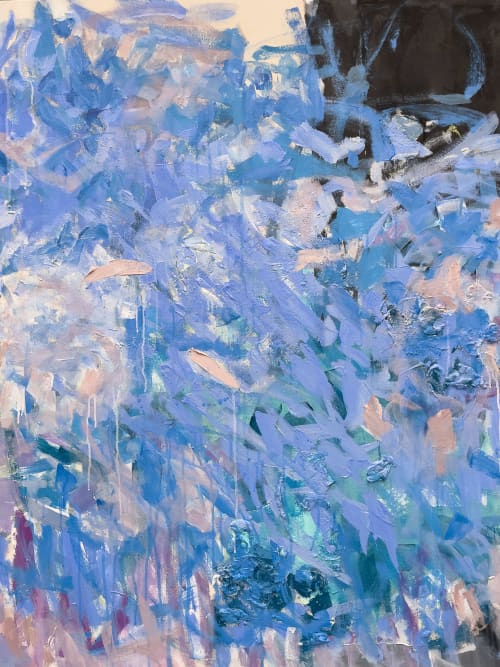 FOREVER IN BLUE original painting | Mixed Media in Paintings by Stacey Warnix Studio. Item composed of canvas in contemporary style