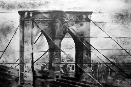 Brooklyn Bridge | Oil And Acrylic Painting in Paintings by Irena Orlov. Item made of canvas with synthetic