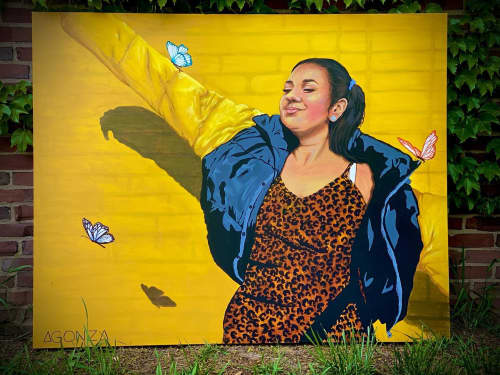 Gianna Soprano  & Yellow | Oil And Acrylic Painting in Paintings by AGONZA. Item made of synthetic