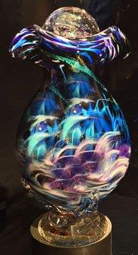 Glass Cremation Urn | Vases & Vessels by White Elk's Visions in Glass - Glass Artisan, Marty White Elk Holmes & COO, o Pierce