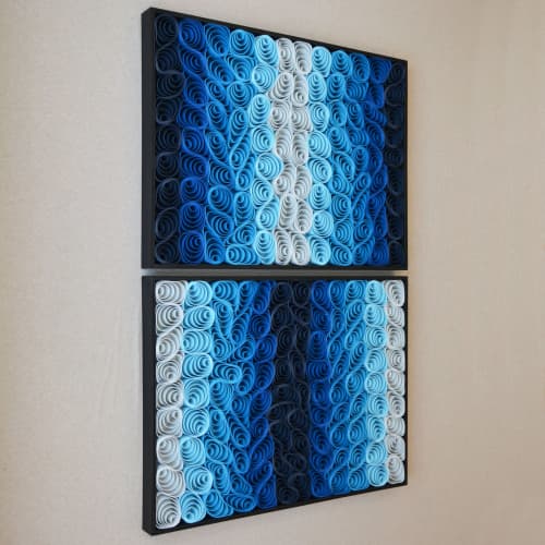 No. 18 Set of 2 Acoustic Diffuser Panel - Gradient Abstract | Wall Sculpture in Wall Hangings by Joseph Aurelius