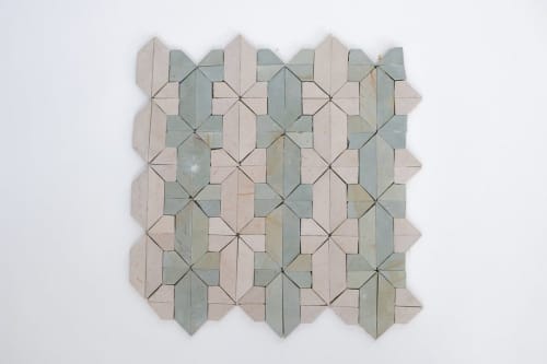 Sage Green & Shadow White Mosaic Tile | Tiles by Mosaics.co. Item made of stone works with boho & mid century modern style