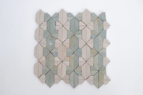 Sage Green & Shadow White Mosaic Tile | Tiles by Mosaics & Company LLC (mosaics.co). Item made of stone works with boho & mid century modern style