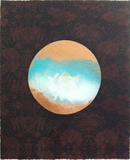 Flower in the Clouds | Oil And Acrylic Painting in Paintings by Karen Fitzgerald / FitzgeraldArt. Item composed of copper & paper compatible with contemporary and asian style