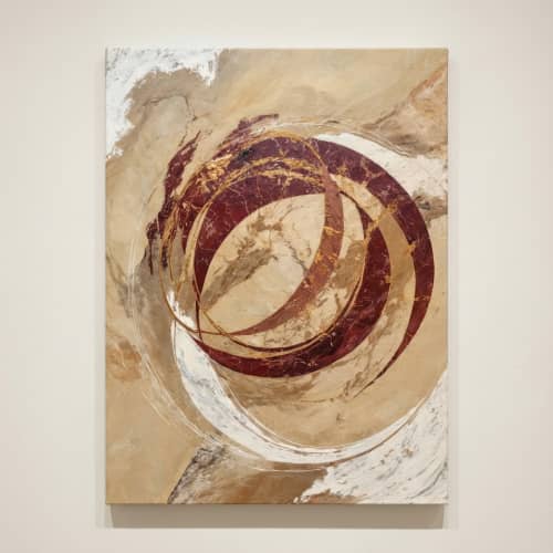 Circular Harmonies — Abstract Canvas Artwork in Earth Tones | Prints in Paintings by Alpenglow Workshop. Item composed of canvas in boho or minimalism style