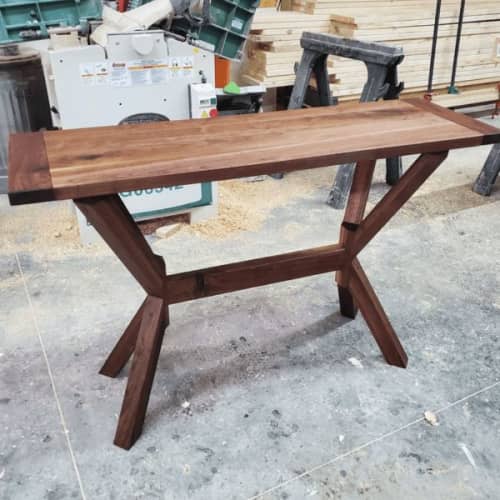Modern X Sofa Table | Console Table in Tables by Lumber2Love. Item composed of oak wood in mid century modern or contemporary style