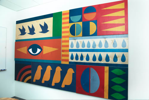 "Birds Eye" | Prints by ANTLRE - Hannah Sitzer | Google Events Center in Redwood City. Item made of wood & synthetic