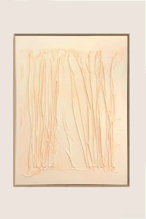 Willows W4836 A | Mixed Media in Paintings by Michael Denny Art, LLC. Item composed of bamboo and cotton in minimalism or contemporary style